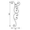 Décor en acier à volutes pour portail 600x215 mm plat 16x8 grenaillé