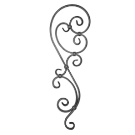 Décor en acier volute de portail 740x225 mm en plat 20x8 mm grenaillé