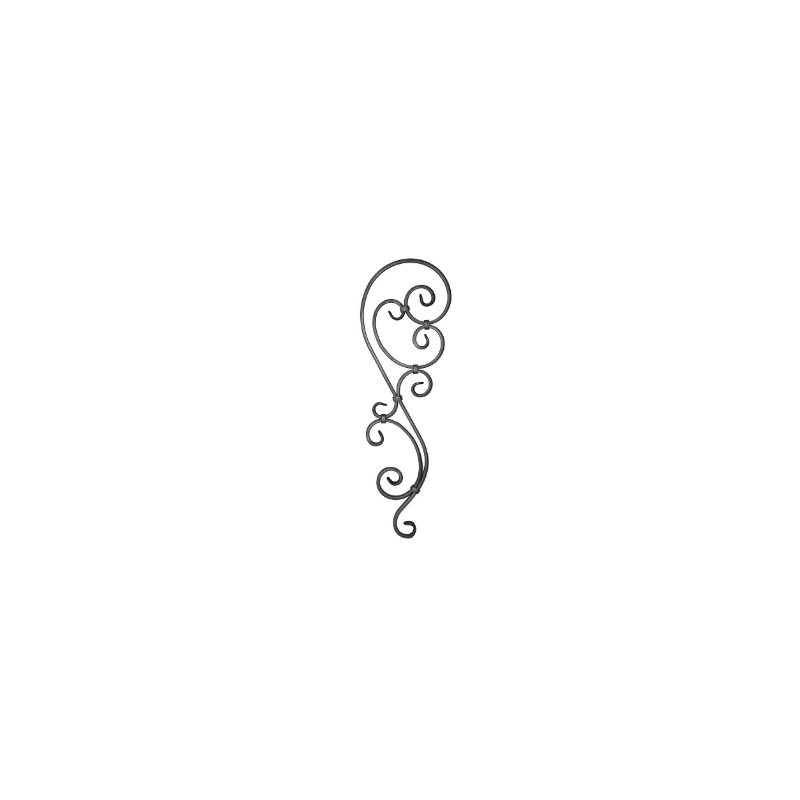 Décor en acier volute de portail 740x225 mm en plat 20x8 mm grenaillé