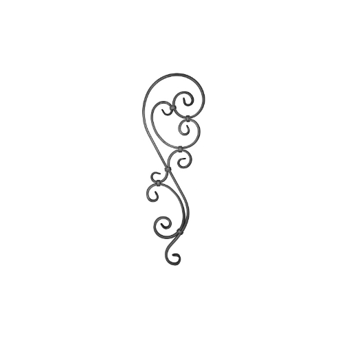 Décor en acier volute de portail 740x225 mm en plat 20x8 mm grenaillé