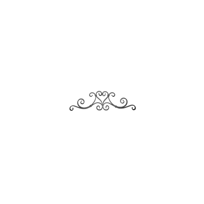 Décor en acier à volutes pour portail 880x230 mm plat 16x8 grenaillé