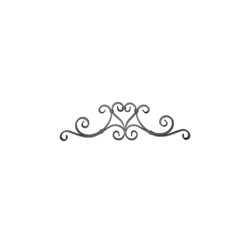 Décor en acier à volutes pour portail 880x230 mm plat 16x8 grenaillé