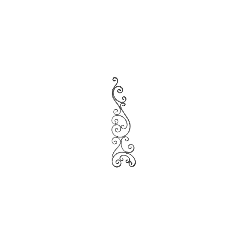 Décor en acier à volutes pour portail 1100x230 mm plat 20x8 grenaillé