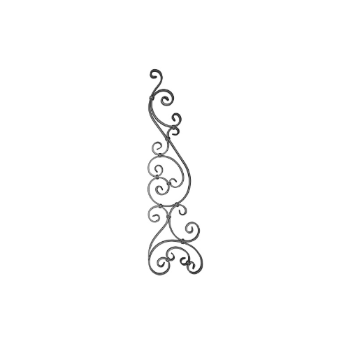 Décor en acier à volutes pour portail 1100x230 mm plat 20x8 grenaillé