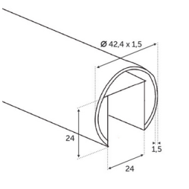 MAIN COURANTE INOX VERRE TUBE Ø42.4 INOXYDABLE 304 M3589