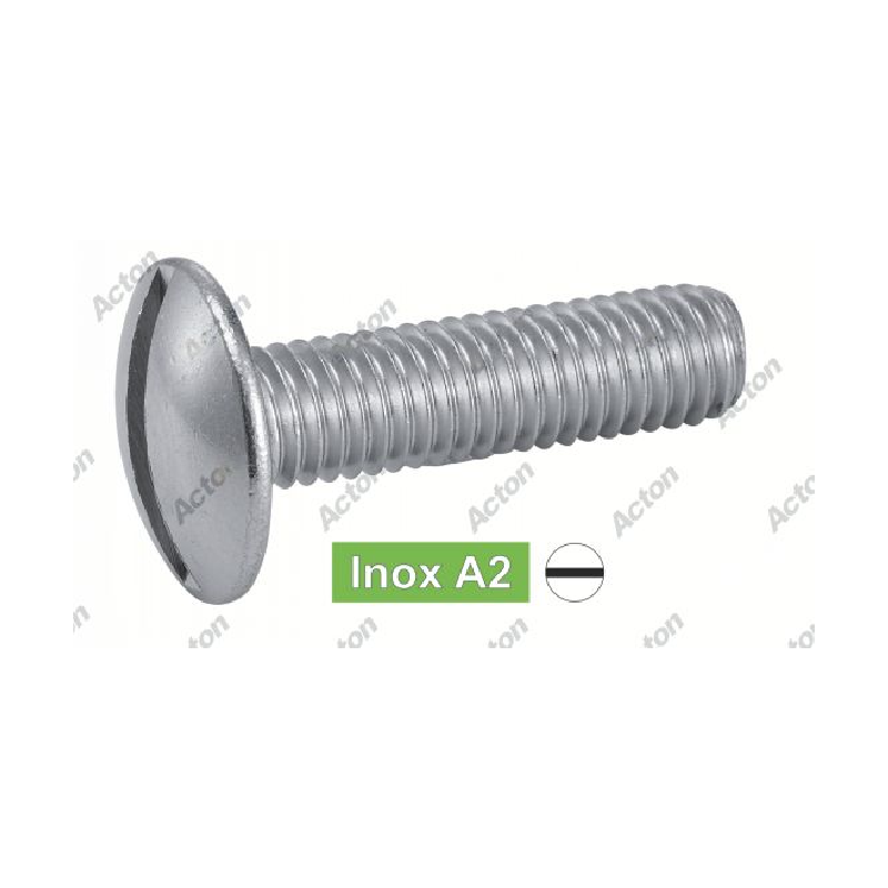 Vis poêlier inox A2 tête ronde large pour assemblage métalique
