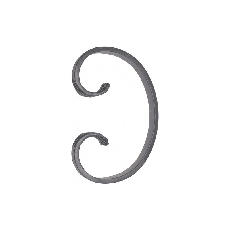 Volute en C de 165 × 110 mm, forgée et formée à chaud.