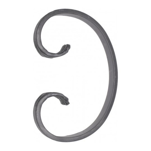 Volute en C de 165 × 110 mm, forgée et formée à chaud.
