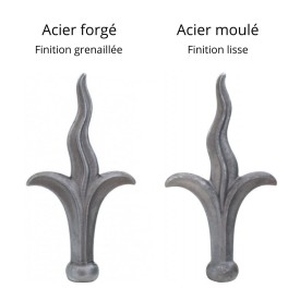 Fer de lance fleur de lys en acier forgé ou moulé – pour barreau rond Ø20 à Ø30 mm