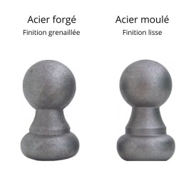 Boule d'ornement en acier sur base ronde pour clôtures et portails
