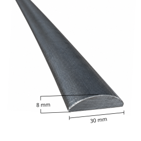 Barre demi-ronde en acier 30 x 8 mm. Longueurs 1 à 3 mètres