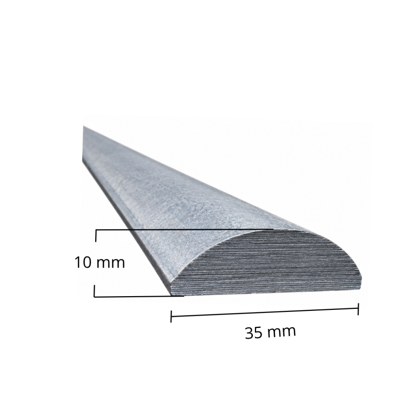 Barre demi-ronde en acier 35 x 10 mm. Longueurs 1 à 3 mètres