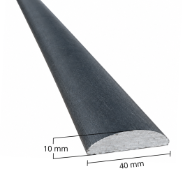Barre demi-ronde en acier 40 x 10 mm. Longueurs 1 à 3 mètres