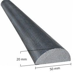 Barre demi-ronde en acier 50 x 20 mm. Longueurs 1 à 3 mètres