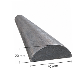 Barre demi-ronde en acier 60 x 20 mm. Longueurs 1 à 3 mètres