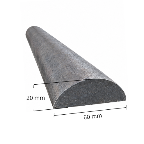 Barre demi-ronde en acier 60 x 20 mm. Longueurs 1 à 3 mètres