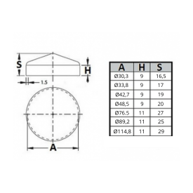 CHAPEAU COUVRE ACIER POTEAU TUBE ROND POINTE DIAMANT M0270