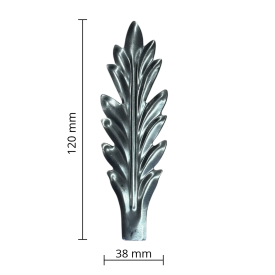 Feuille d'acanthe décorative en tôle d'acier estampé - Hauteur 120 mm