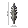 Feuille d'acanthe décorative en tôle d'acier estampé - Hauteur 200 mm