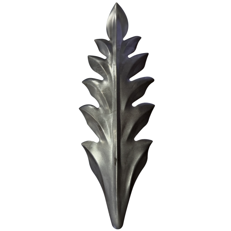 Feuille d'acanthe décorative en tôle d'acier estampé - Hauteur 200 mm