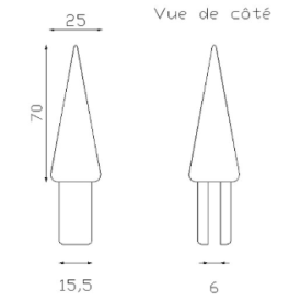 Pointe de lance conique en aluminium Ø16mm
